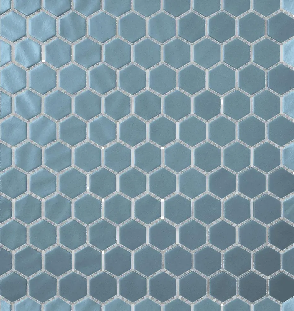 Hex NatureGlass Matte Turquoise 11-13/32" x 11-27/32" 2002964 Centura Hexagon Mosaic Tiles