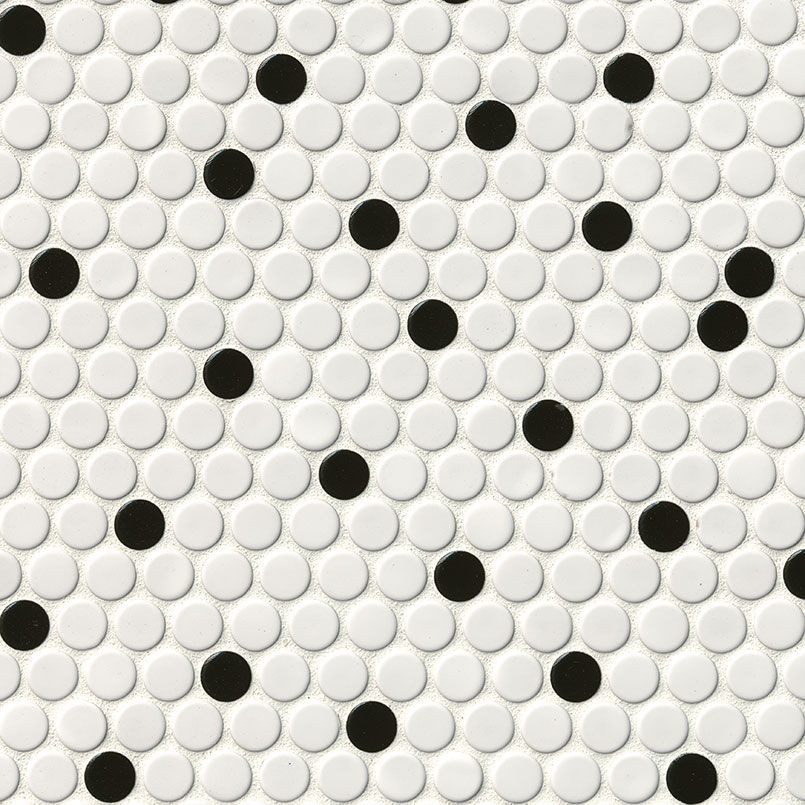 Black and White Glossy 12" x 12" SMOT-PT-PENRD-BIANER MSI Surfaces Circle Mosaic Tiles | Floors & Baths Pro's