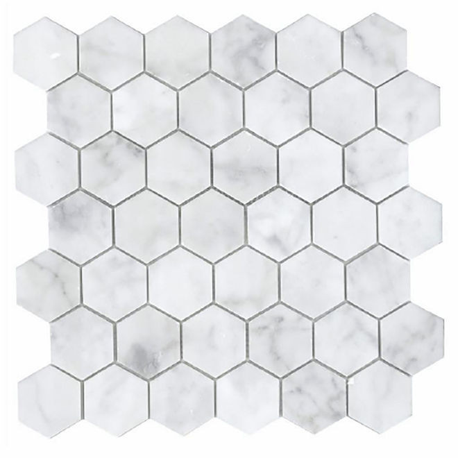 Mosaics Carrara Hexagon Matte 12" x 12" MS-110 Mono Serra Mono Serra Hexagon Mosaic Tiles | Floors & Baths Pro's