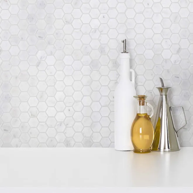 Mosaics Carrara Hexagon Matte 12" x 12" MS-110 Mono Serra Mono Serra Hexagon Mosaic Tiles