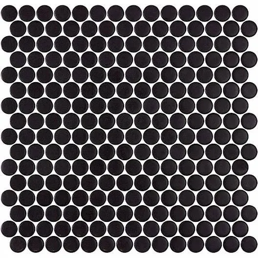 Penny Shiny Glossy Black 11" x 11" PE2005009 Centura Circle Mosaic Tiles