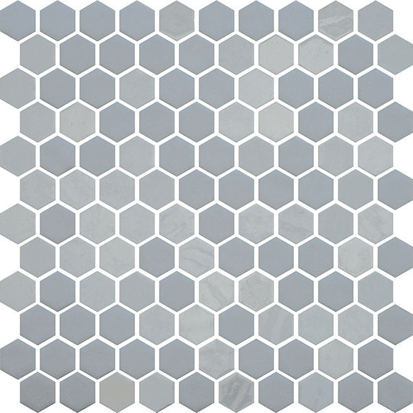 backsplash mosaic tiles Opalo Stone Gris Hexagon Glossy 12" x 12" OPSTGRHEX Centura Hexagon Mosaic Tiles | Floors & Baths Pro's