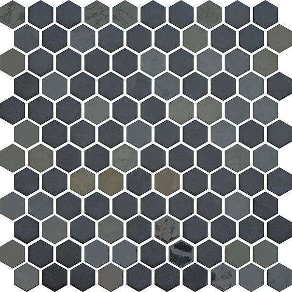 Opalo Stone Noir Hexagon Glossy 12" x 12"