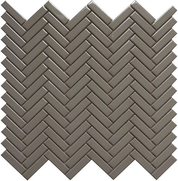 Herringbone Brown Glossy 12" x 12" HEBROWNG Centura Rectangle Mosaic Tiles | Floors & Baths Pro's