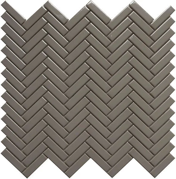 Herringbone Brown Glossy 12" x 12"