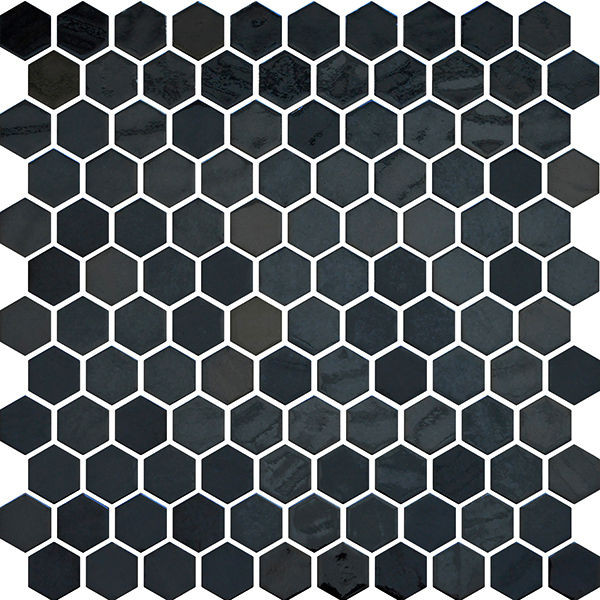 backsplash mosaic tiles Opalo Noir Glossy 12" x 12" OPBKHEX Centura Hexagon Mosaic Tiles | Floors & Baths Pro's