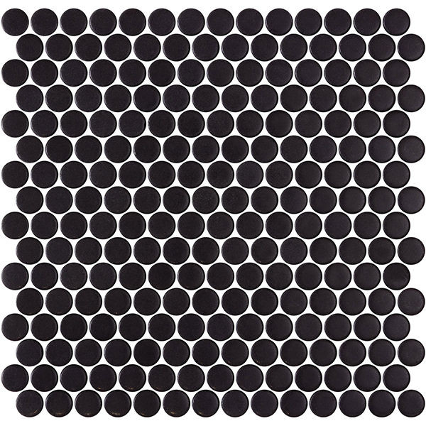 backsplash mosaic tiles Penny Natureglass Matte Black 11" x 11" PE2005000 Centura Circle Mosaic Tiles | Floors & Baths Pro's