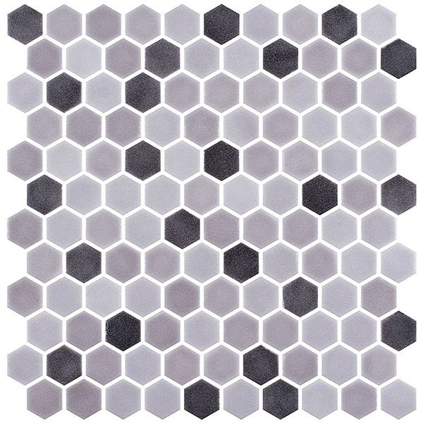 backsplash mosaic tiles Stone Blend Smoke Matte 12" x 12" STBLSMHEX Centura Hexagon Mosaic Tiles | Floors & Baths Pro's