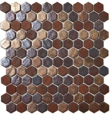 Hex Stones Oxide 11-13/32" x 11-27/32" 2002912 Centura Hexagon Mosaic Tiles | Floors & Baths Pro's