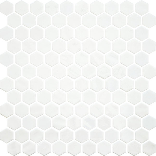 backsplash mosaic tiles Opalo Blanc Glossy 12" x 12" OPBLHEX Centura Hexagon Mosaic Tiles | Floors & Baths Pro's