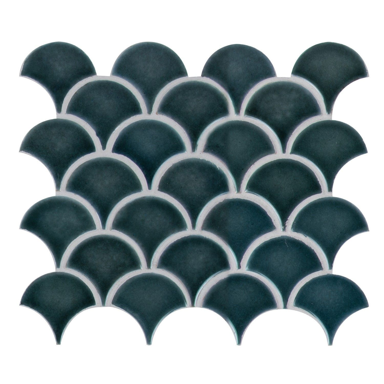 backsplash mosaic tiles Azul Scallop Blue Glossy 10" x 13" SMOT-PT-AZULSCAL8MM MSI Surfaces Other Mosaic Tiles | Floors & Baths Pro's