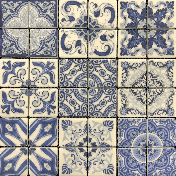 backsplash mosaic tiles Florentina Roman Blue Glossy 12" x 12" 1W6A3085 Centura Square Mosaic Tiles | Floors & Baths Pro's