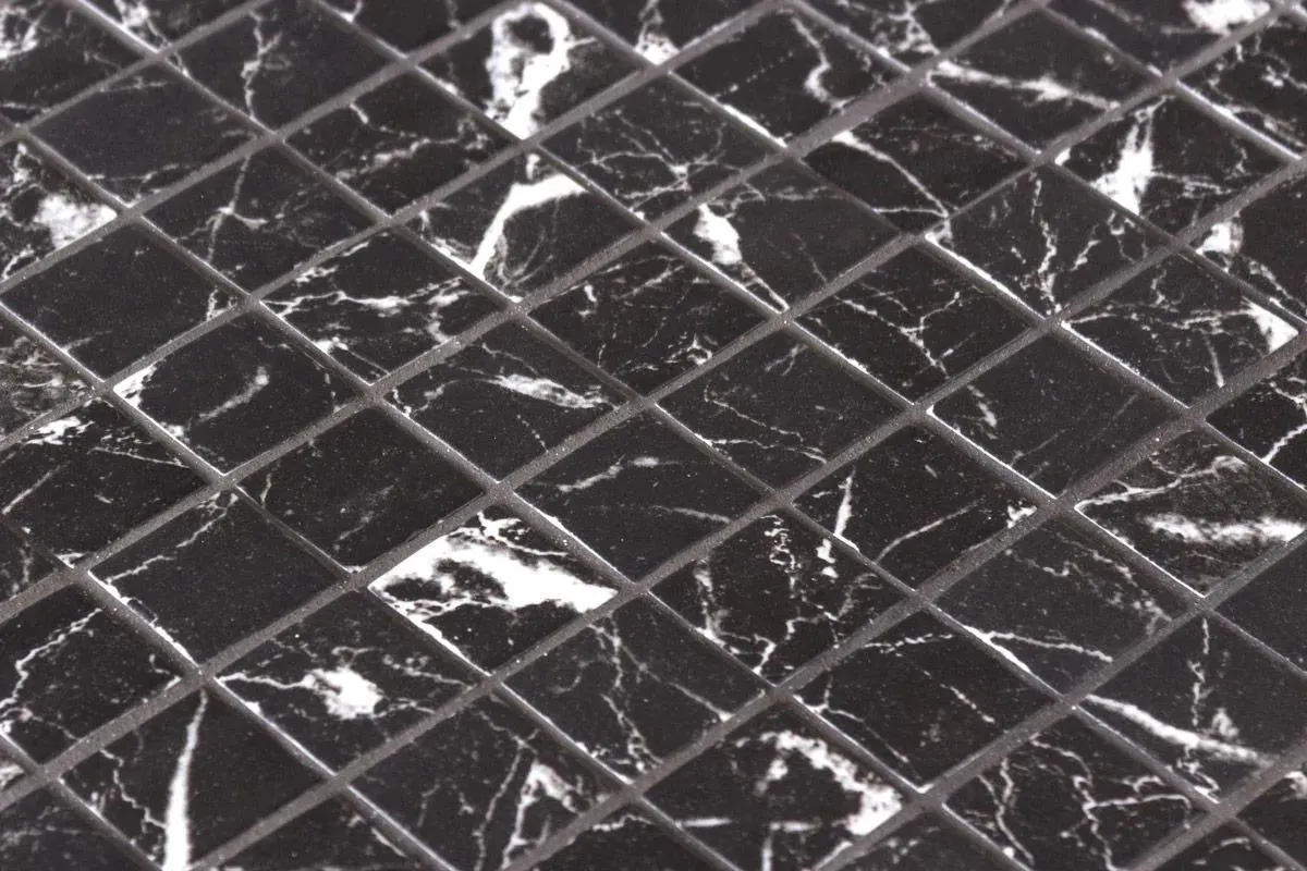 Ecostone Matte Nero Marquina 12-1/4" x 12-1/4" 2003255 Centura Square Mosaic Tiles