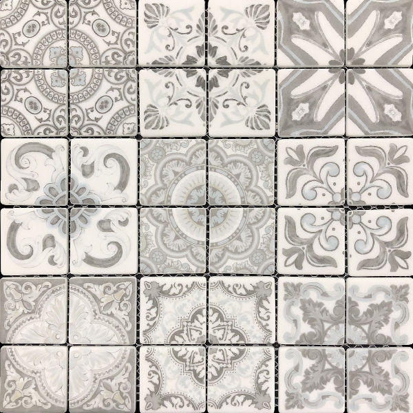 Florentina Mint Glossy 12" x 12" 1W6A3089 Centura Square Mosaic Tiles | Floors & Baths Pro's