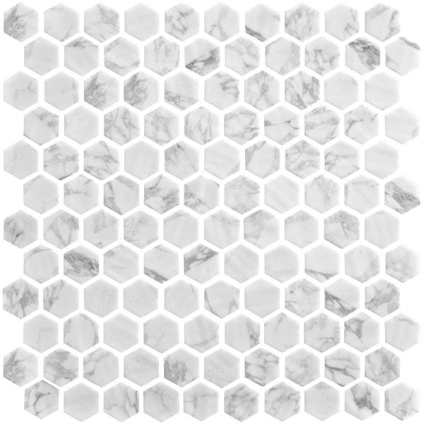 Ecostone Statuario Matte 12" x 12" VINSTMAHEX Centura Hexagon Mosaic Tiles | Floors & Baths Pro's