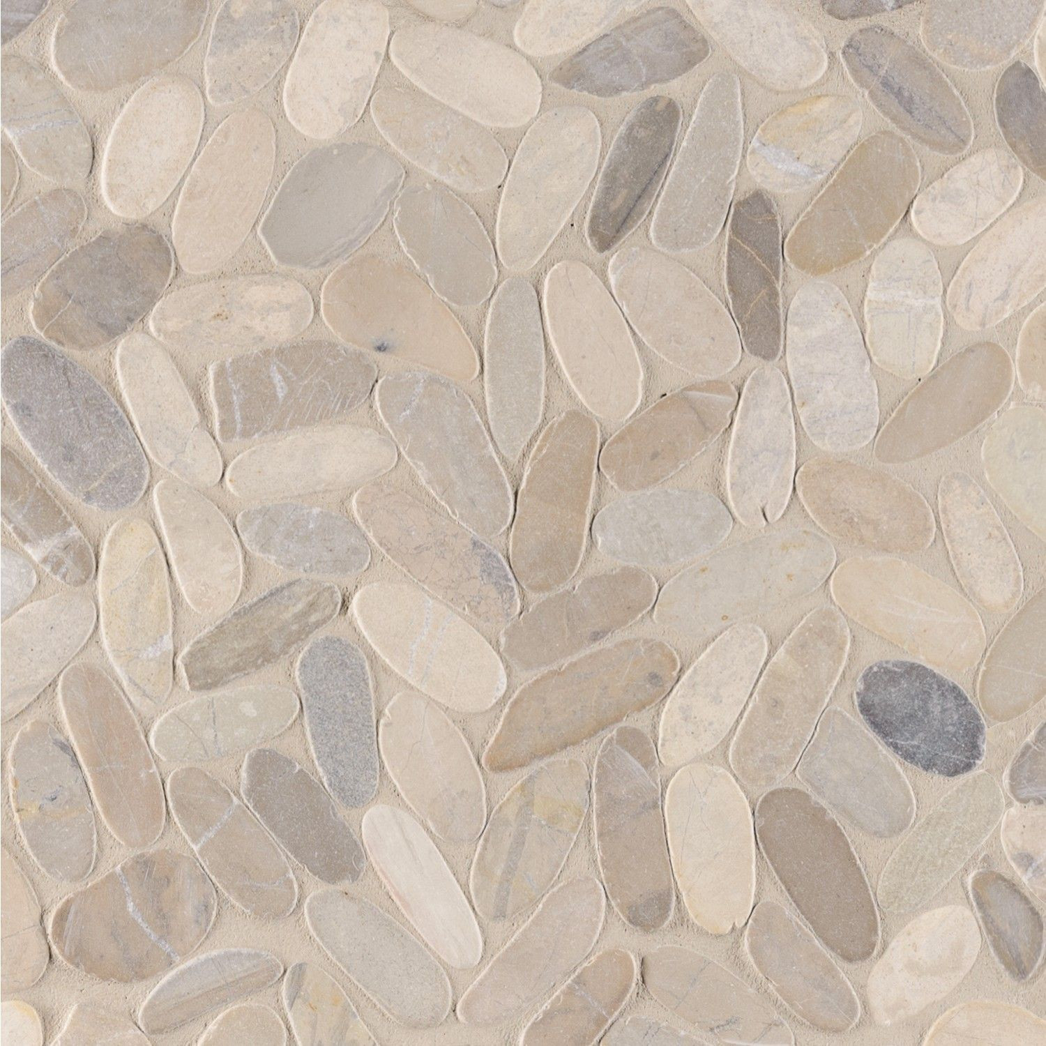 Sliced Pebble Beige Tumbled 12" x 12" SMOT-PEB-TRUFFLE MSI Surfaces Square Mosaic Tiles | Floors & Baths Pro's