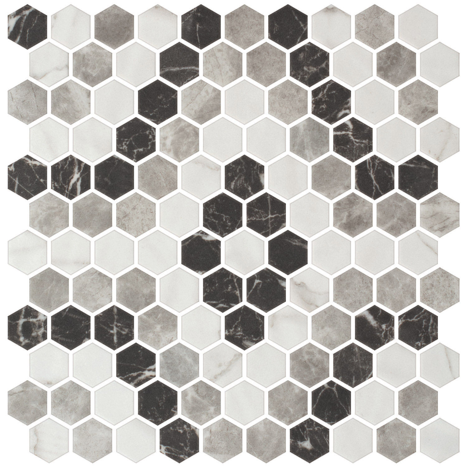 Hex Pattern 4 Matte 12" x 12" GE2003365 Centura Hexagon Mosaic Tiles | Floors & Baths Pro's