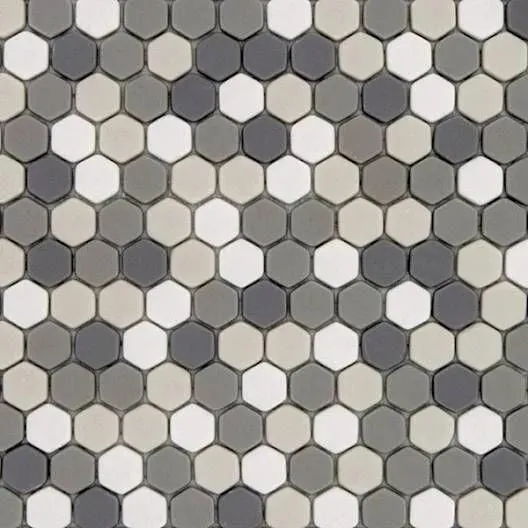 Pan Dan Esagona Tweed Grey Mix Matte 11" x 11" TWEED15 Centura Hexagon Mosaic Tiles