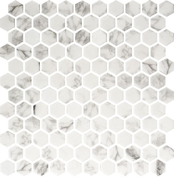 backsplash mosaic tiles Hexagon Stones Statuario Matte 12" x 12" HEXST3246 Centura Hexagon Mosaic Tiles | Floors & Baths Pro's