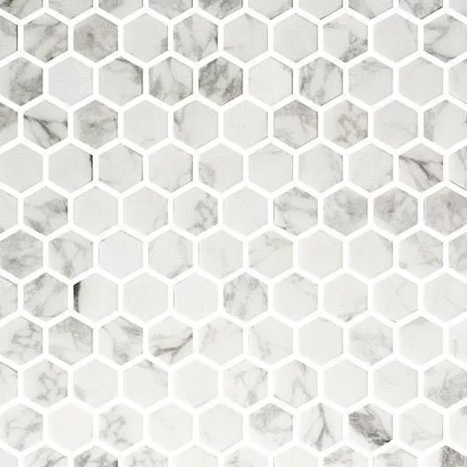 Hexagon Stones Statuario Matte 12" x 12" HEXST3246 Centura Hexagon Mosaic Tiles