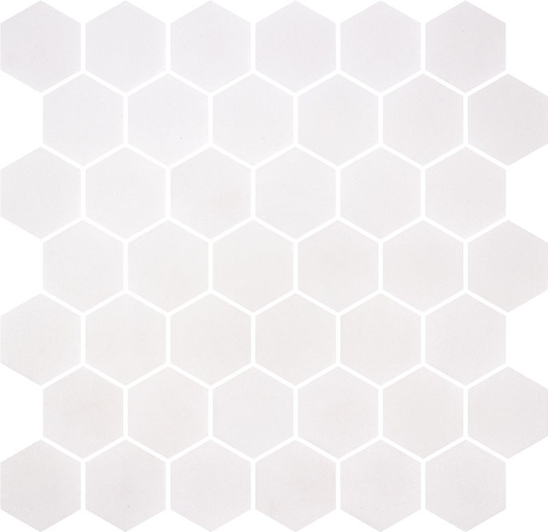 Stoneglass Hex White Matte 12" x 12" STGLWHHEX Centura Hexagon Mosaic Tiles | Floors & Baths Pro's