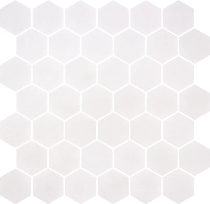 Stoneglass Hex White Matte 12" x 12"