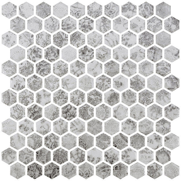 Craquele Azulao Grey 12" x 12" CRAZGRHEX Centura Hexagon Mosaic Tiles | Floors & Baths Pro's