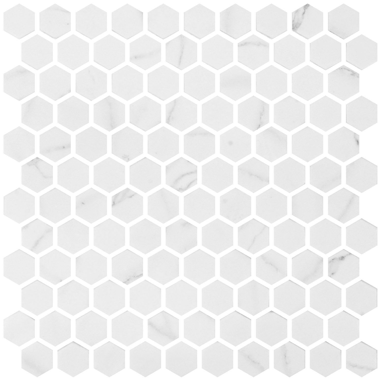 backsplash mosaic tiles Hex Ecostone Matte Venato White 12" x 12" ESTVEWHMHEX Centura Hexagon Mosaic Tiles | Floors & Baths Pro's