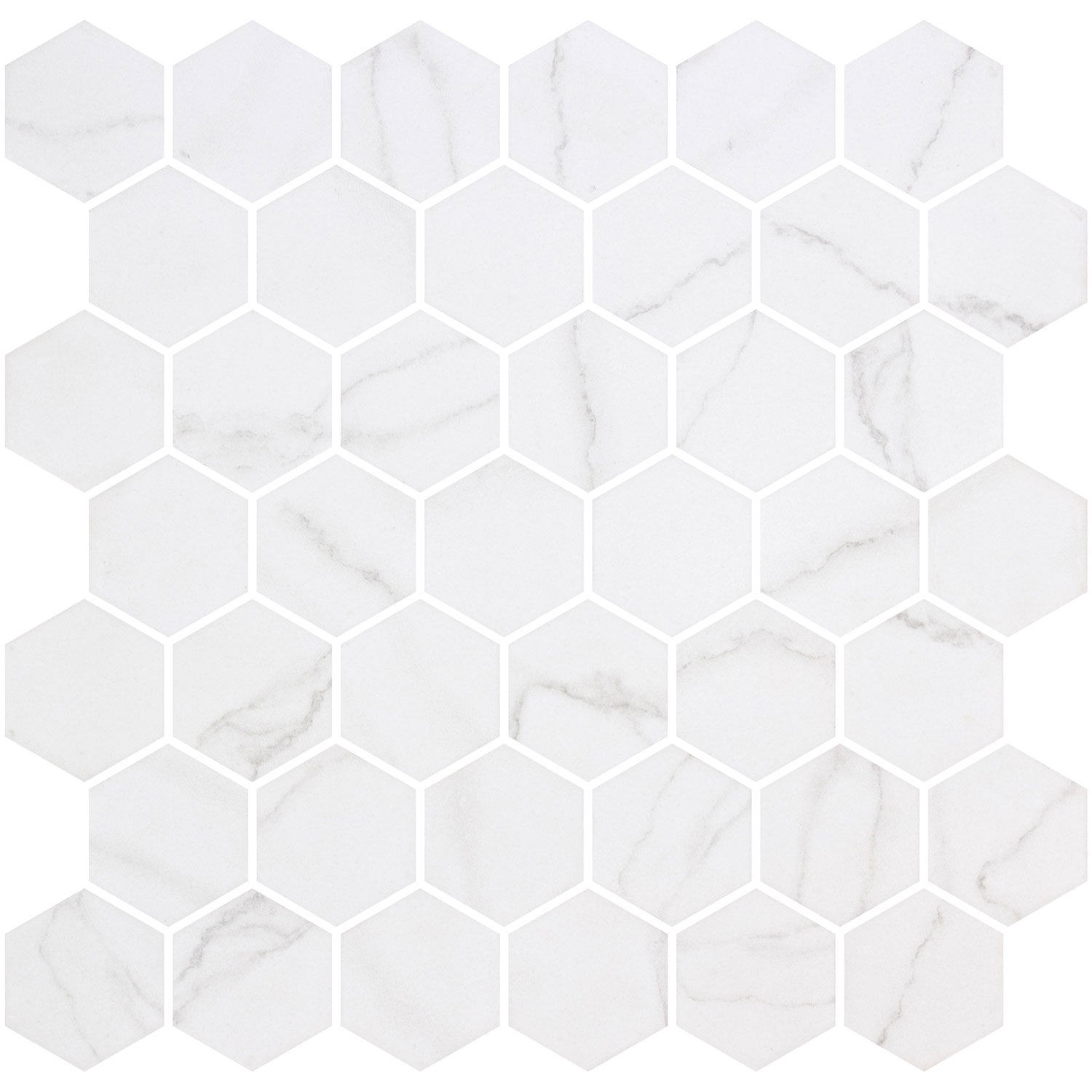 backsplash mosaic tiles Hex XL Ecostones Matte Venato White 11-1/4" x 11-3/16" 2004575 Centura Hexagon Mosaic Tiles | Floors & Baths Pro's