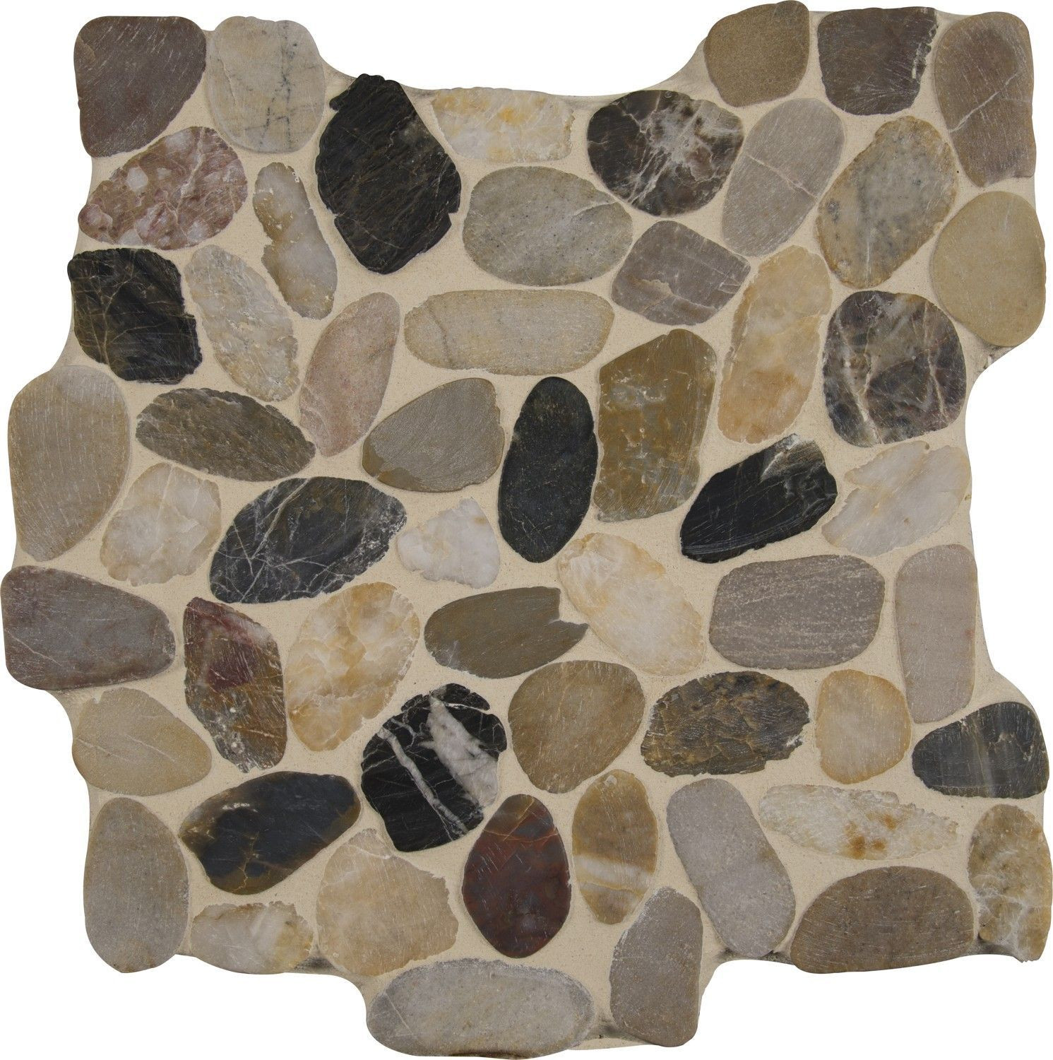 Mix River Multicolor Natural 12" x 12" SMOT-PEB-MIXRVR MSI Surfaces Square Mosaic Tiles | Floors & Baths Pro's