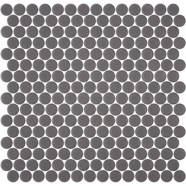 backsplash mosaic tiles Penny Natureglass Matte Dark Grey 11" x 11" PE2005001 Centura Circle Mosaic Tiles | Floors & Baths Pro's