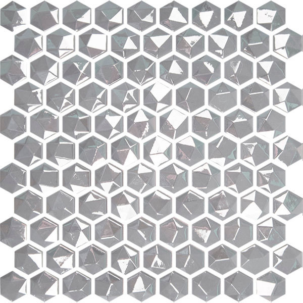 backsplash mosaic tiles Edna Hexagon Cloud Glossy 12" x 12" HEX352D Centura Hexagon Mosaic Tiles | Floors & Baths Pro's