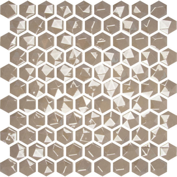 backsplash mosaic tiles Edna Hexagon Coffee Glossy 12" x 12" HEX354D Centura Hexagon Mosaic Tiles | Floors & Baths Pro's