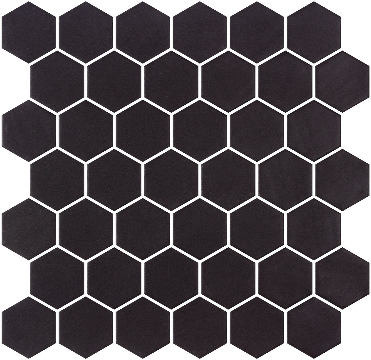 Hex XL Natureglass Matte Black 12" x 12" NAGLBLKHEX Centura Hexagon Mosaic Tiles | Floors & Baths Pro's