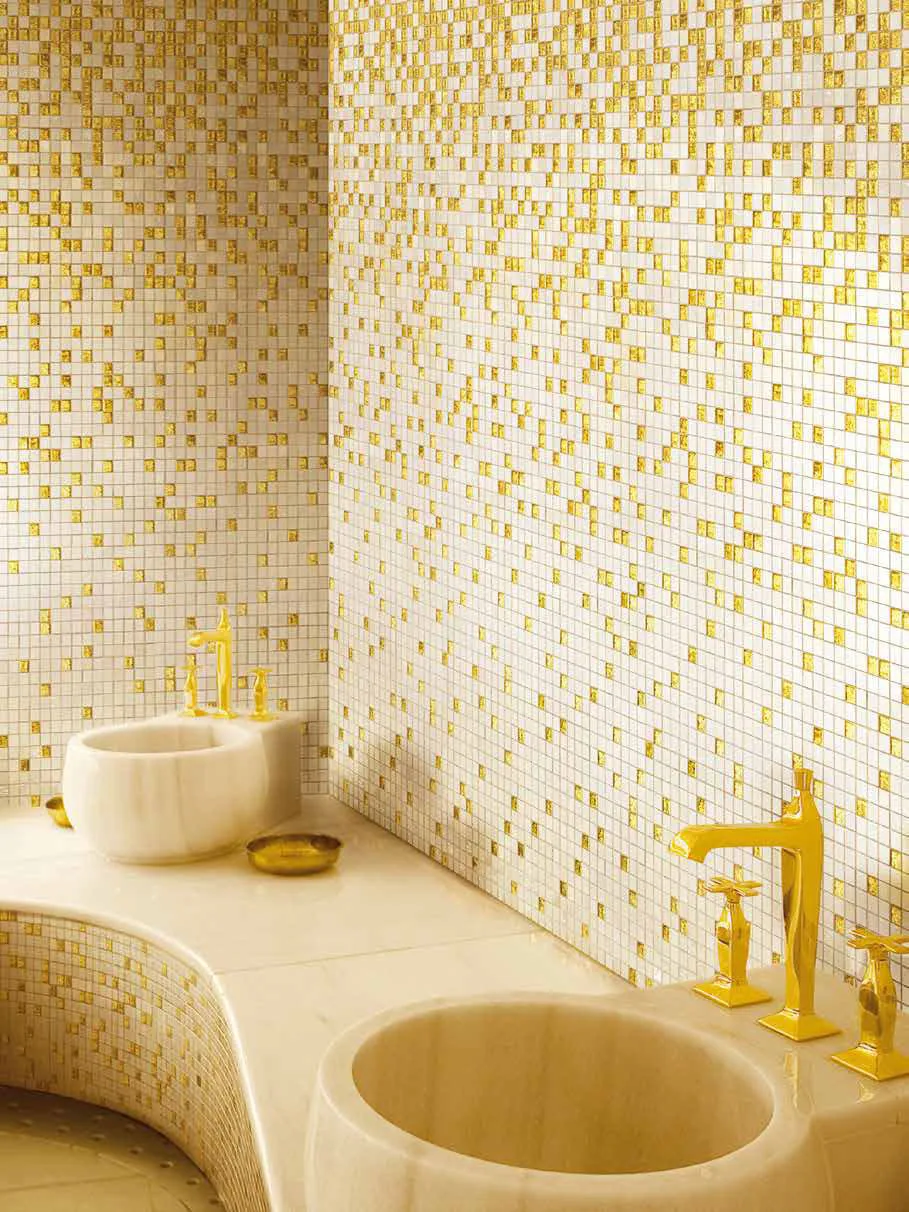 Shading Blends Gold Illusion 13" x 13" DEGOMO Centura Square Mosaic Tiles