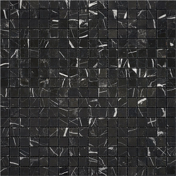 Terra Marble Nero Marquina Square Polished 12" x 12" NEMASQ Centura Square Mosaic Tiles | Floors & Baths Pro's