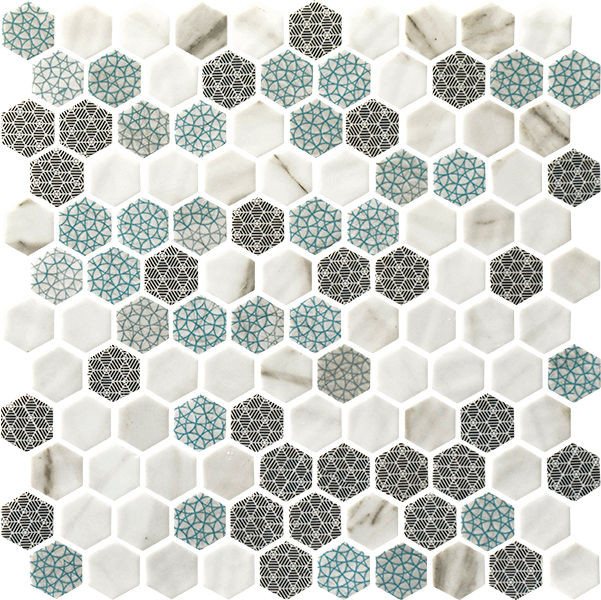 Hex Vintage Gilda Matte 12" x 12" VINGIMAHEX Centura Hexagon Mosaic Tiles | Floors & Baths Pro's