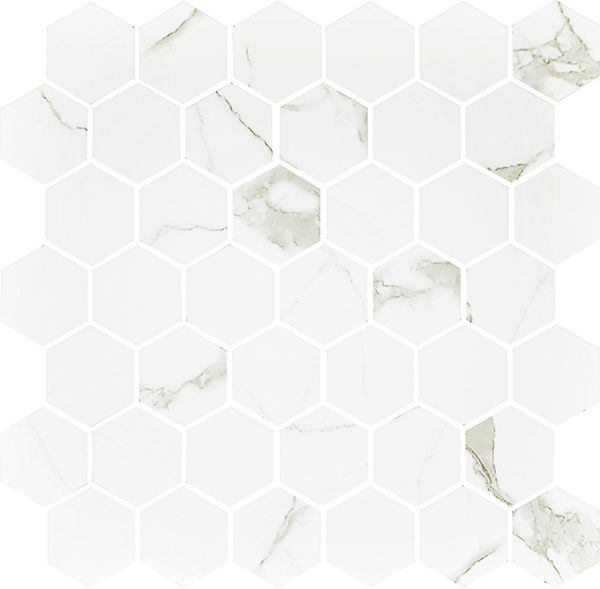 Statuario Mixed 12" x 12" STATMOHEXP Centura Hexagon Mosaic Tiles | Floors & Baths Pro's