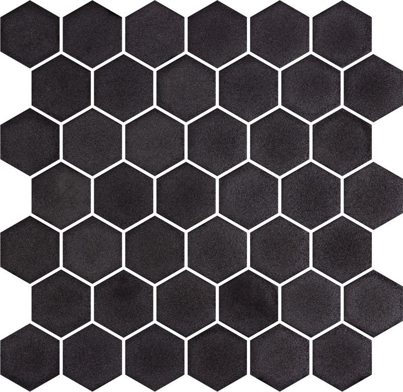 backsplash mosaic tiles Stoneglass Hex Opalo Black Matte 12" x 12" STOPBLHEX Centura Hexagon Mosaic Tiles | Floors & Baths Pro's