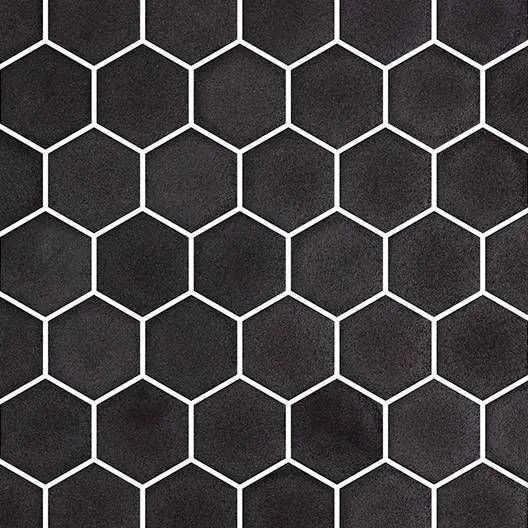 Stoneglass Hex Opalo Black Matte 12" x 12" STOPBLHEX Centura Hexagon Mosaic Tiles