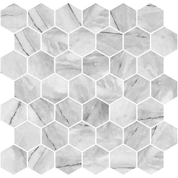 backsplash mosaic tiles Hex XL Ecostone Inverno Grey Matte 12" x 12" INGRHEX Centura Hexagon Mosaic Tiles | Floors & Baths Pro's