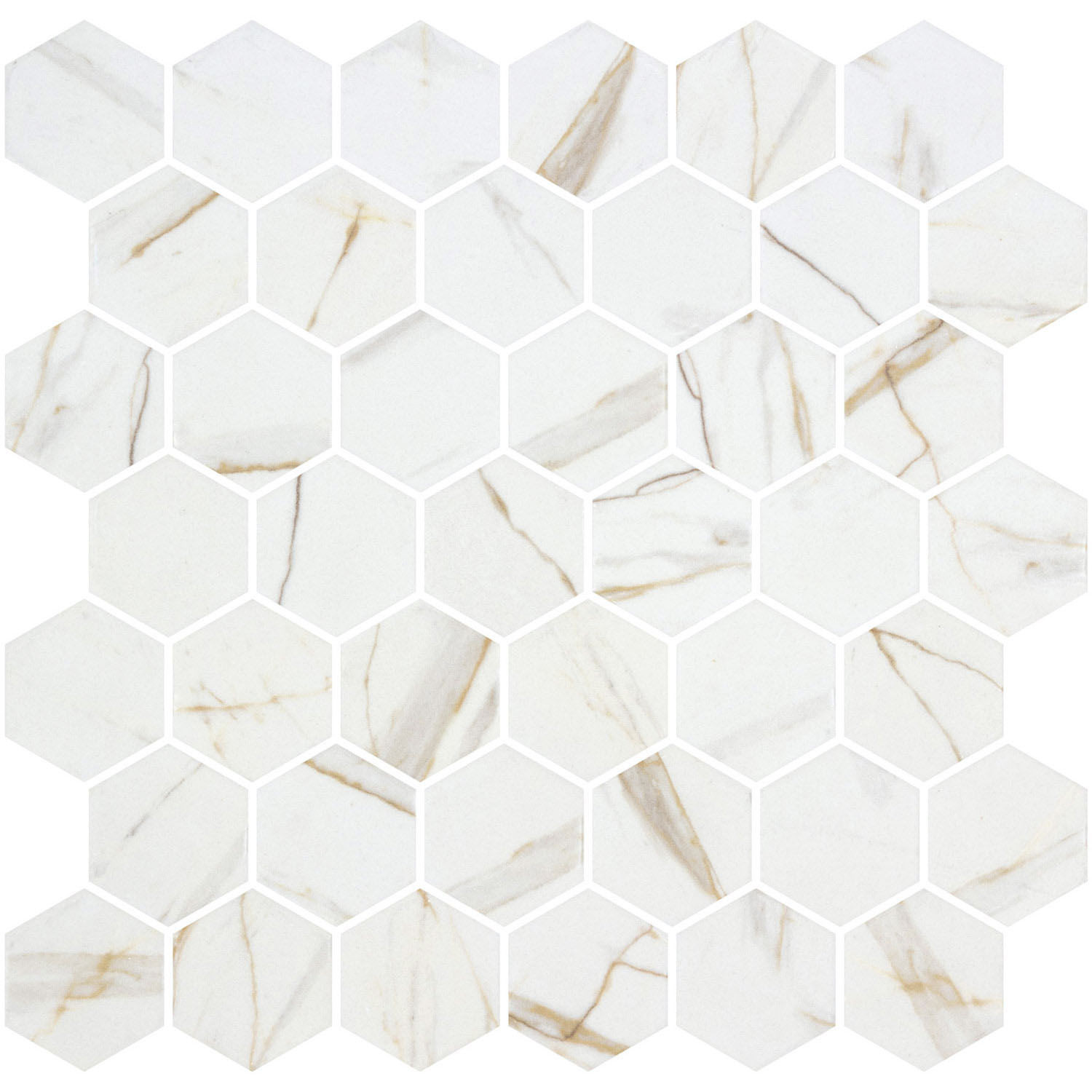 Hex XL Ecostones Matte Calacatta Gold 11-1/4" x 11-3/16" 2004571 Centura Hexagon Mosaic Tiles | Floors & Baths Pro's