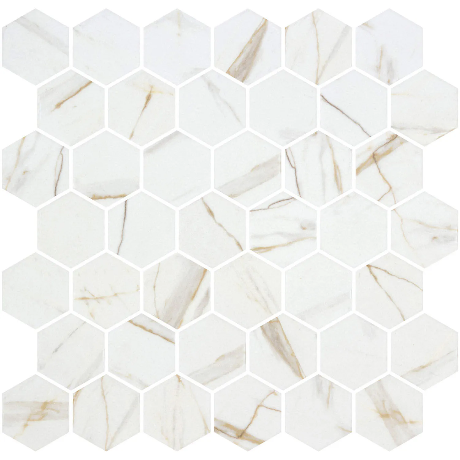 Hex XL Ecostones Matte Calacatta Gold 11-1/4" x 11-3/16"