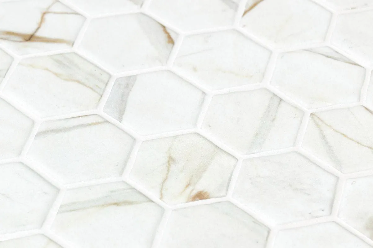 Hex XL Ecostones Matte Calacatta Gold 11-1/4" x 11-3/16" 2004571 Centura Hexagon Mosaic Tiles