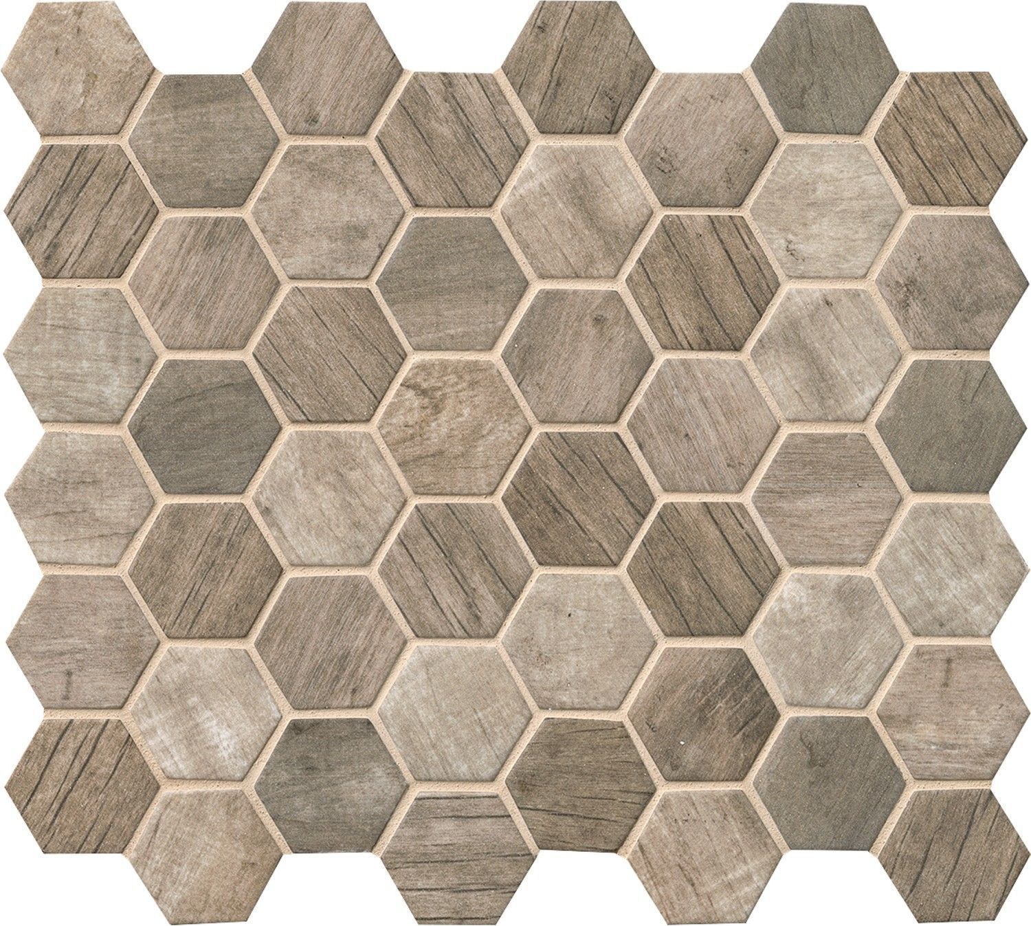 backsplash mosaic tiles Hexagon Driftwood Brown Matte 11" x 12-3/4" SMOT-GLS-DRIFT6MM MSI Surfaces Hexagon Mosaic Tiles | Floors & Baths Pro's