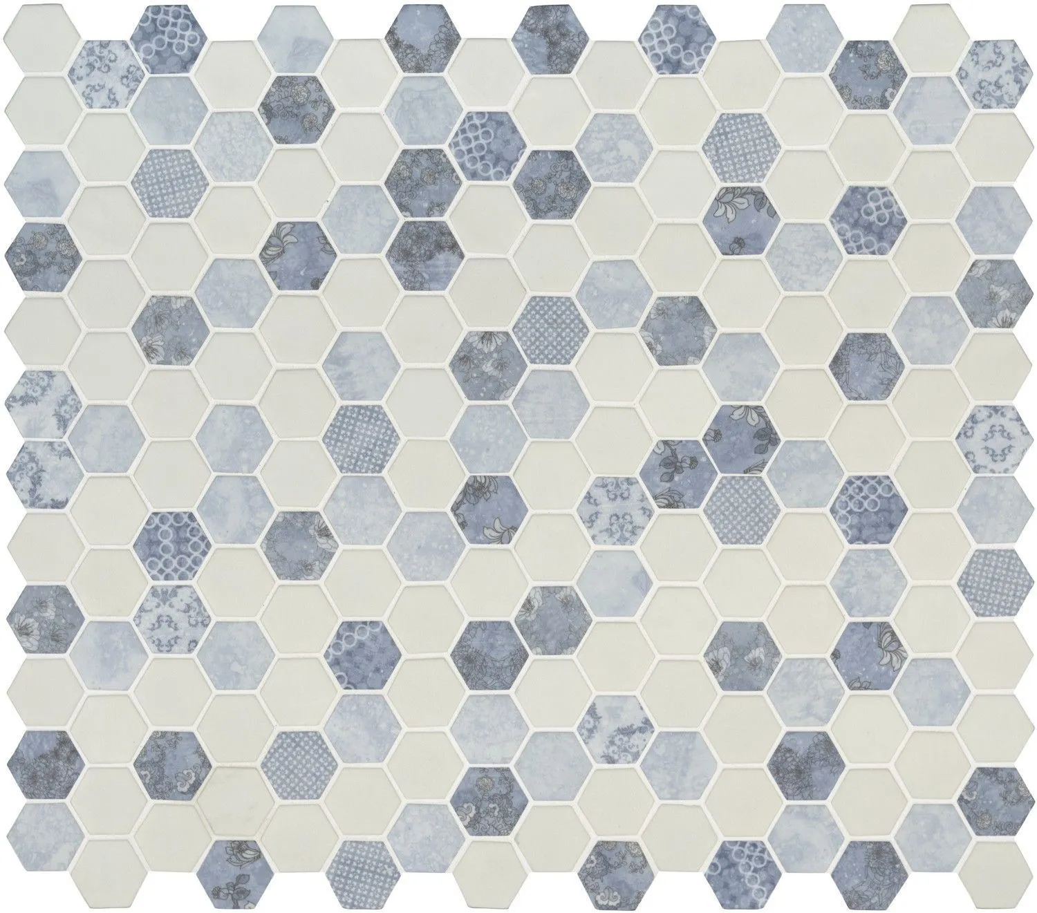 Hexagon Vista Azul Blue Matte 11" x 13" SMOT-GLS-VISAZU6MM MSI Surfaces Hexagon Mosaic Tiles