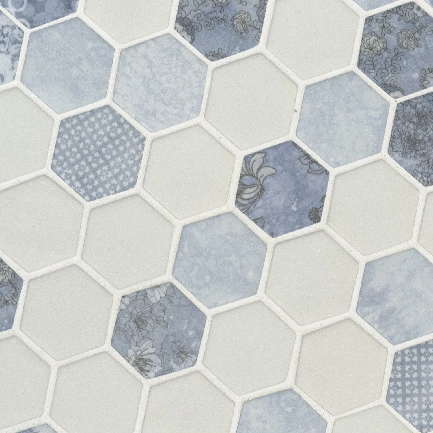 Hexagon Vista Azul Blue Matte 11" x 13" SMOT-GLS-VISAZU6MM MSI Surfaces Hexagon Mosaic Tiles