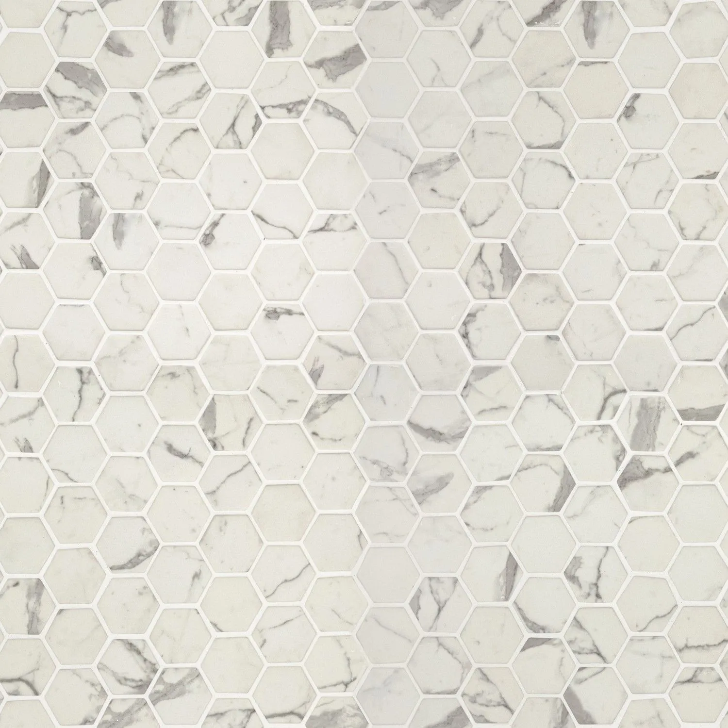 Statuario Celano White-Cool Hexagon Glossy 11" x 12-3/4" SMOT-GLS-STACEL6MM MSI Surfaces Hexagon Mosaic Tiles