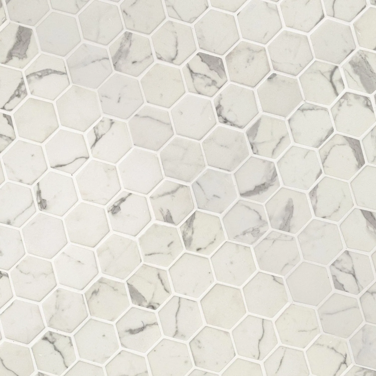 Statuario Celano White-Cool Hexagon Glossy 11" x 12-3/4" SMOT-GLS-STACEL6MM MSI Surfaces Hexagon Mosaic Tiles