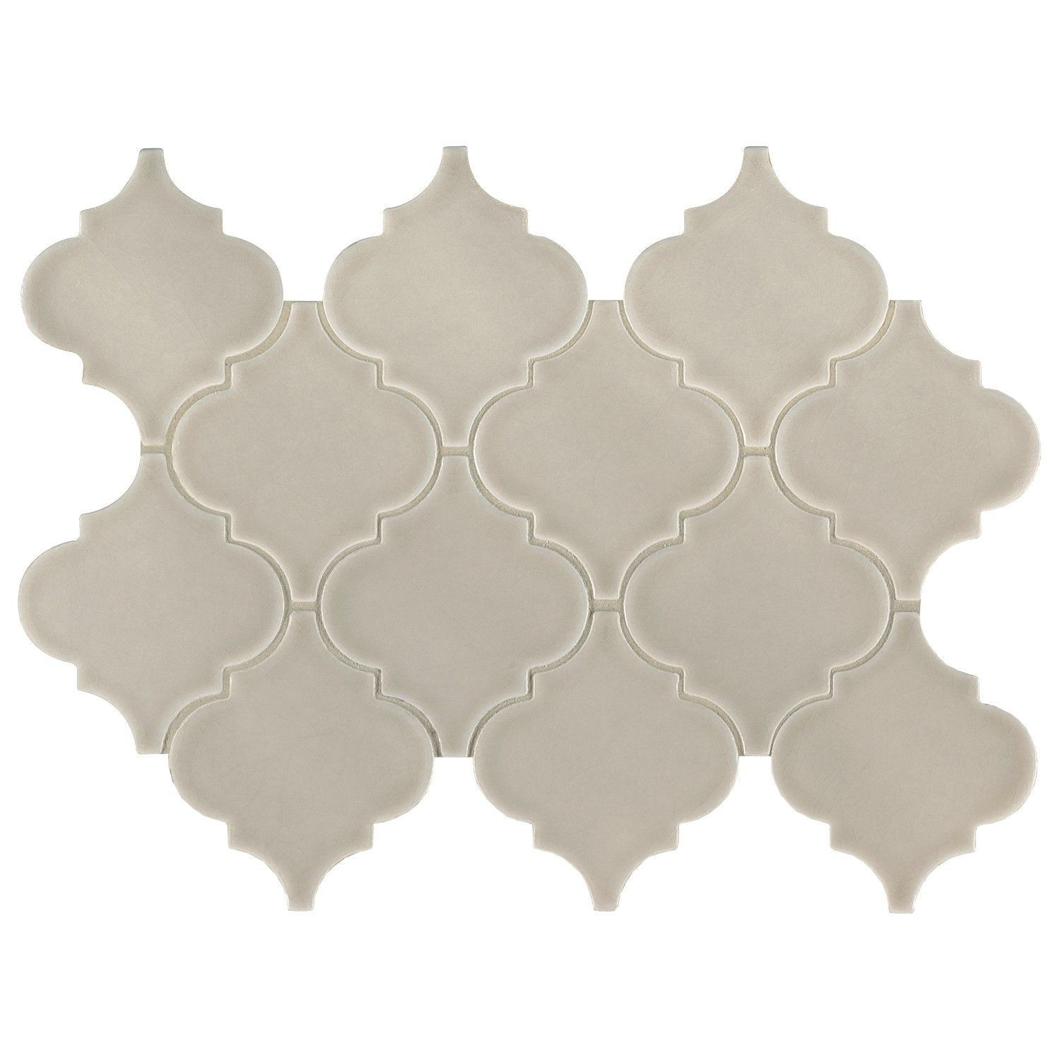 backsplash mosaic tiles Portico Pearl Beige Glossy 11" x 15-1/2" SMOT-PT-PORPEA-ARABESQ MSI Surfaces Other Mosaic Tiles | Floors & Baths Pro's